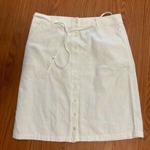 Eddie Bauer White Button-Front Women's Skirt linen/cotton  Size 14
